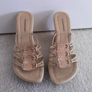 Classified Nude Blush Strappy Wedge Sandals